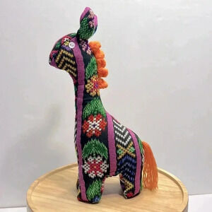 Vintage Handmade Guatemalan stuffed animal giraffe 🦒‎ 14” tall unique